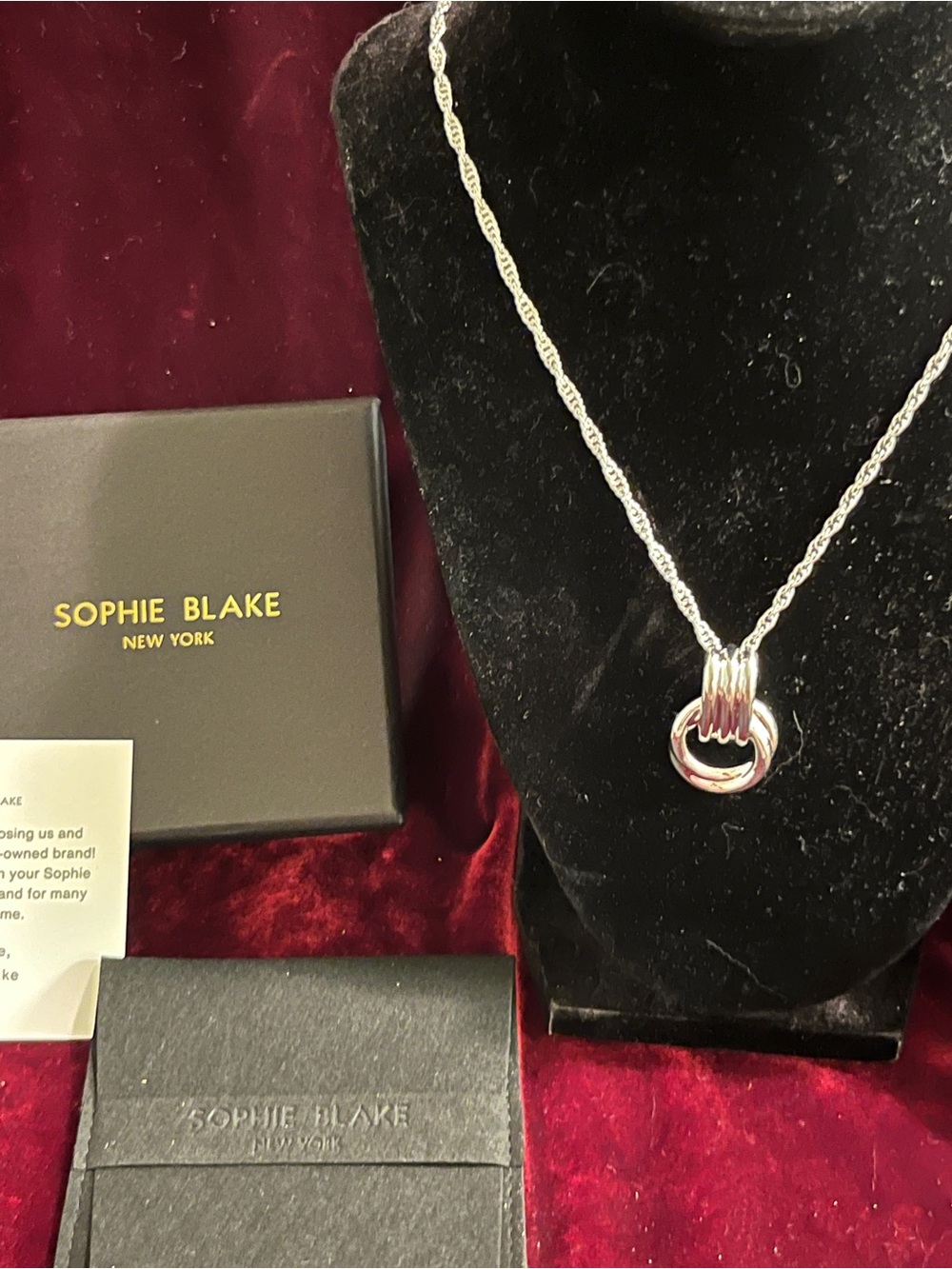 SOPHIE BLAKE Lana Pendant Rhodium over Silver WITH Chain Adjustable 30” NEW